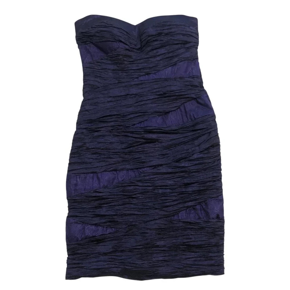 Daisy Strapless Bodycon Mini  Purple Dress XS Shantung Formal